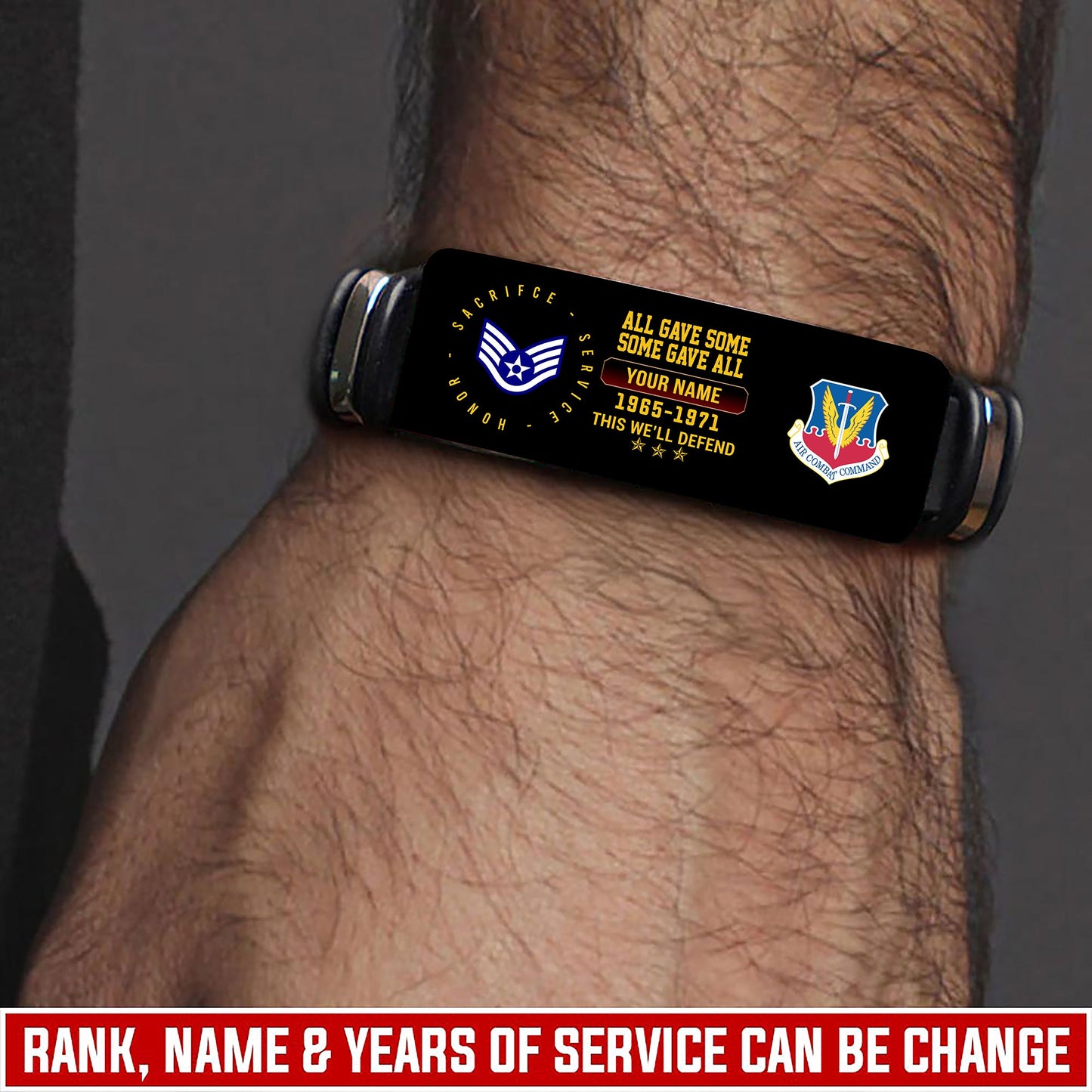 Air Force Command - Personalized US Soldier/ Veteran With Rank, Name And Year Bracelet - 17453664