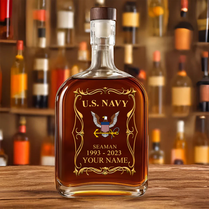 Navy Rating - Personalized US Soldier/ Veteran With Rank, Name And Year Whiskey Bottle Glass - 17754084