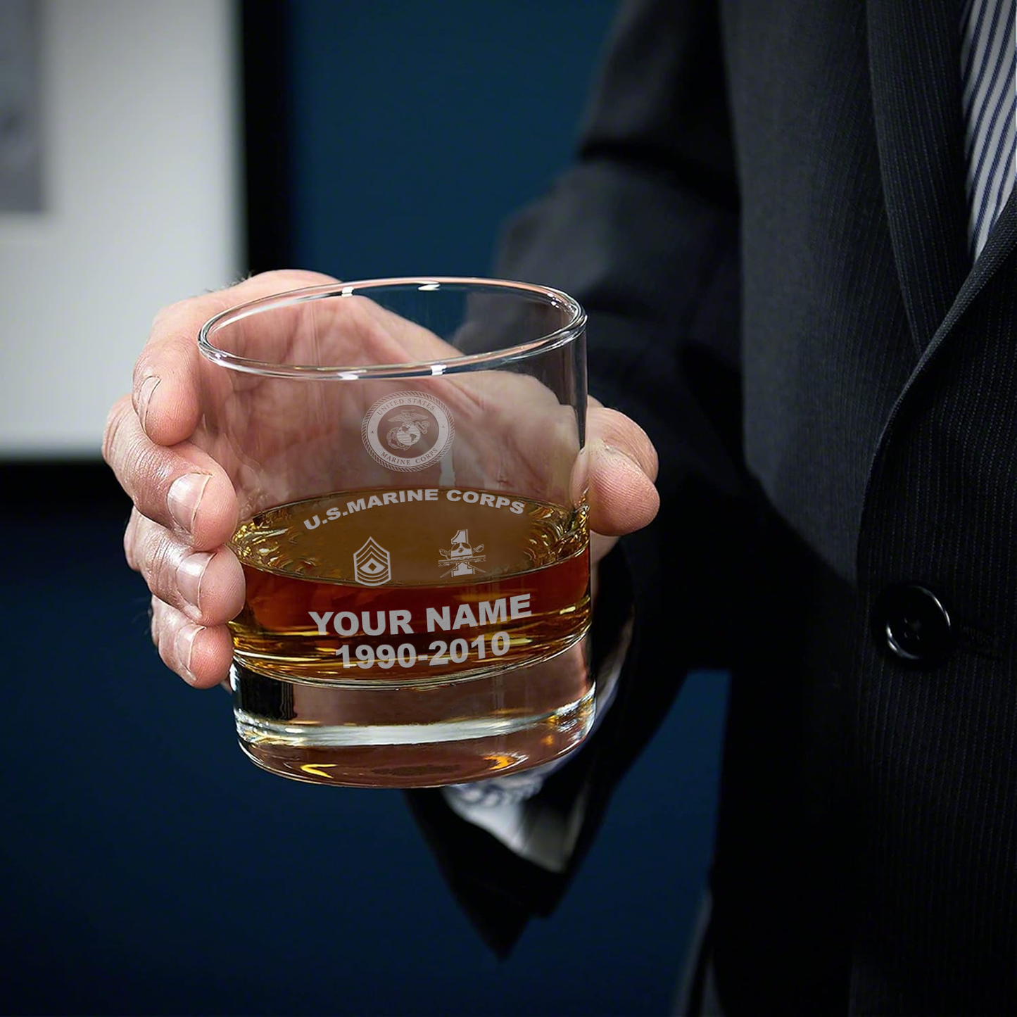 Marines Battalions - Personalized US Soldier/ Veteran With Rank, Name and Year Whiskey Glass - 17750880