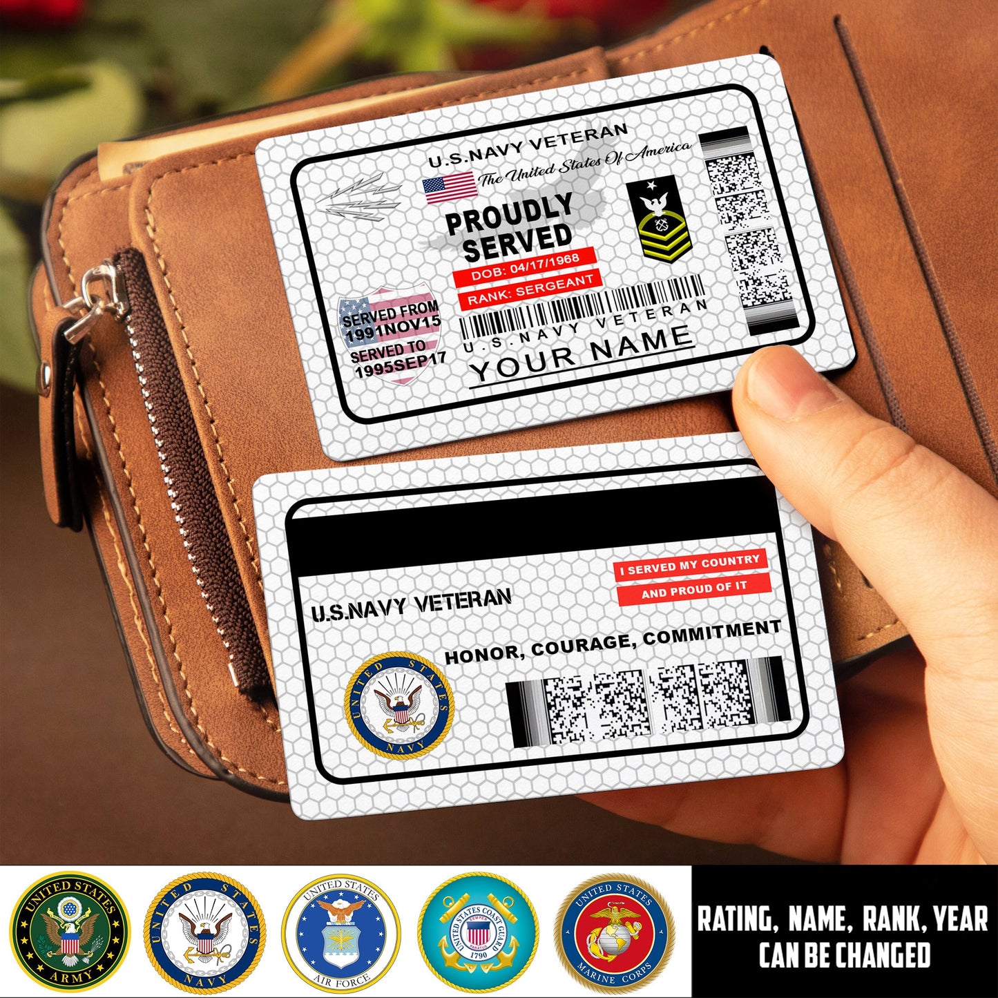 Navy Rating - Personalized US Soldier/ Veteran Aluminum Wallet Card - 17488224