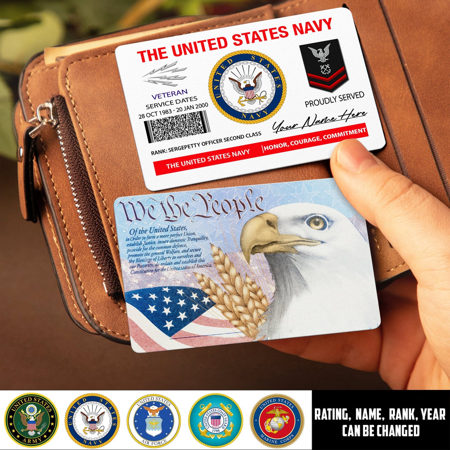 Navy Rating - Personalized US Soldier/ Veteran Aluminum Wallet Card - 17490816