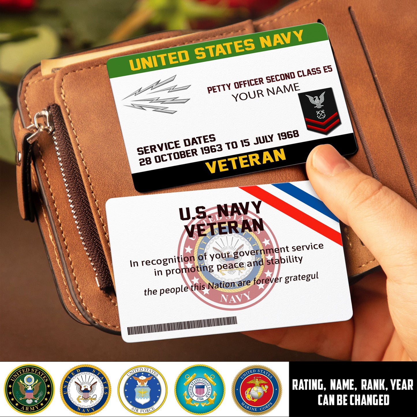 Navy Rating - Personalized US Soldier/ Veteran Aluminum Wallet Card - 17489952
