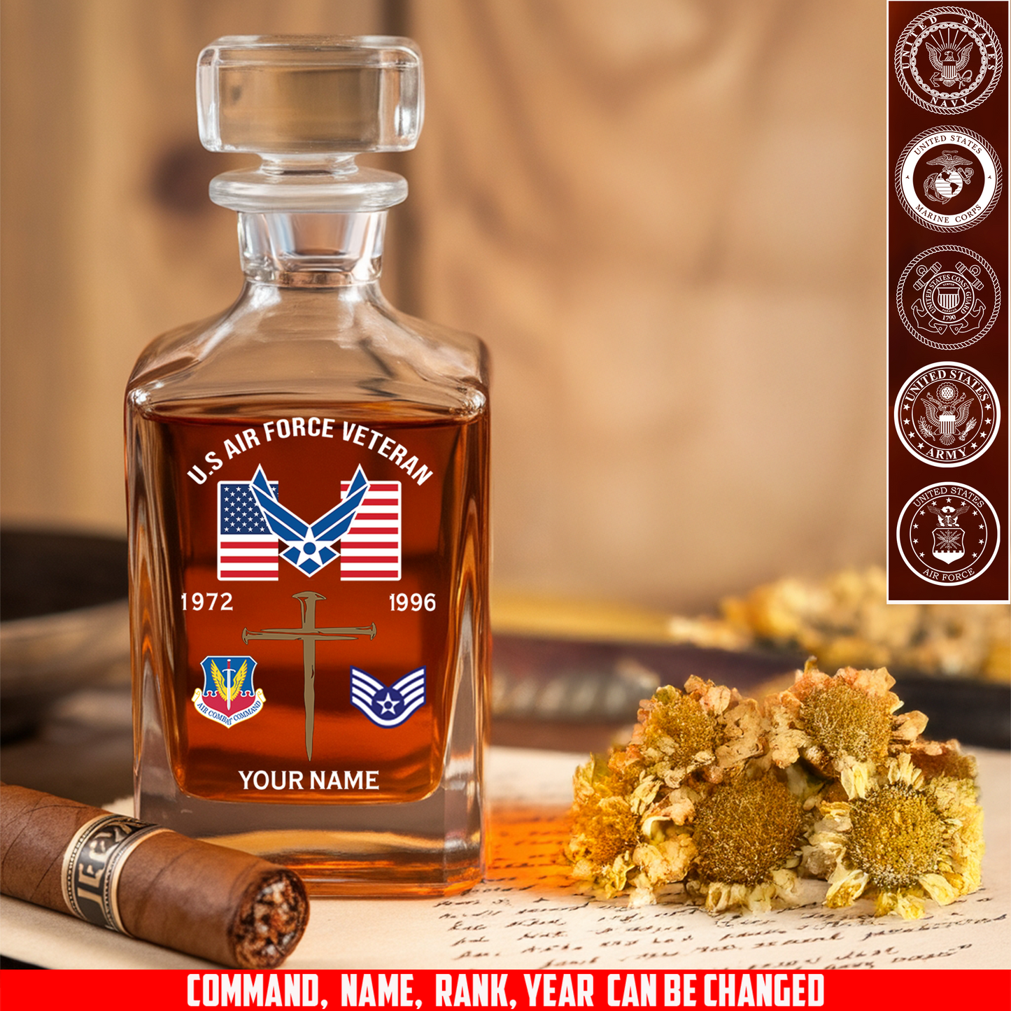 Air Force Command - Personalized US Soldier/ Veteran Premium Decanter With Name - 17755200