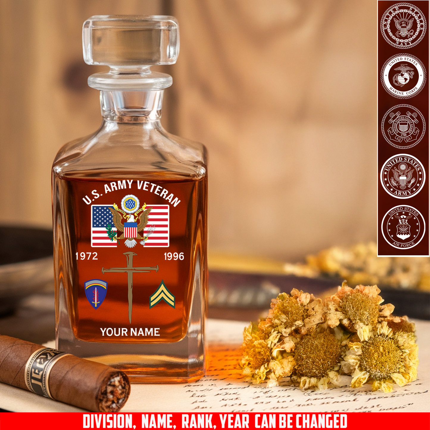 Army Division - Personalized US Soldier/ Veteran Premium Decanter With Name - 17755200