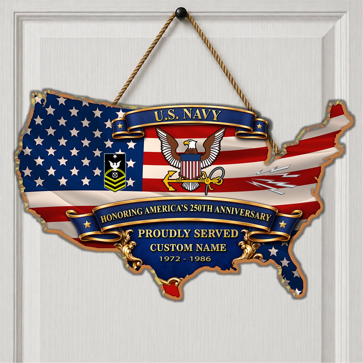 Navy Rating - Personalized Rank, Name And Year US Soldier/Veterans Wooden Sign - 17770752