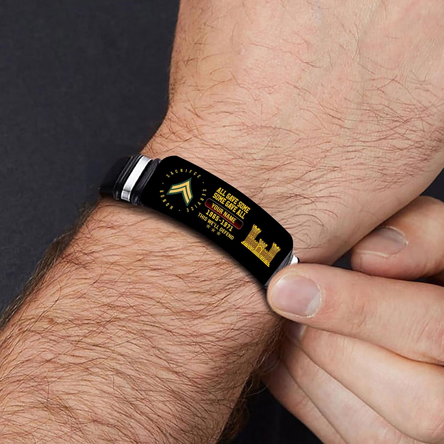 Army Branch - Personalized US Soldier/ Veteran With Rank, Name And Year Bracelet - 17453664