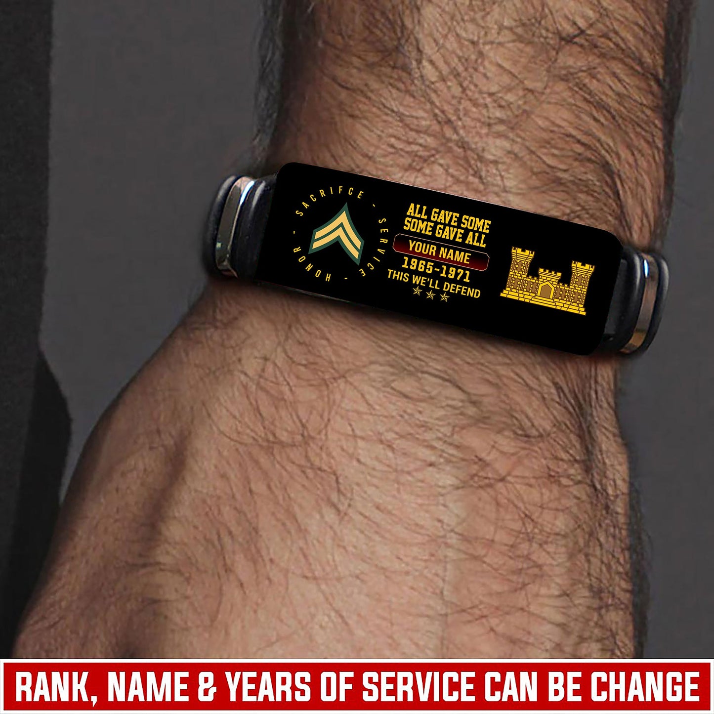 Army Branch - Personalized US Soldier/ Veteran With Rank, Name And Year Bracelet - 17453664