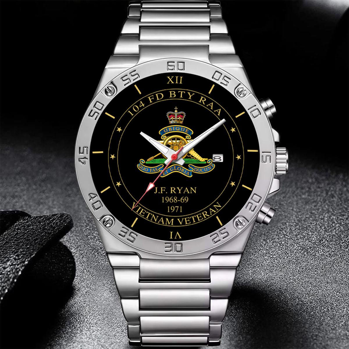 Personalized Australia Soldier/ Veteran With Name And Rank Gentleman Stainless Steel Watch -  Anthony Galea