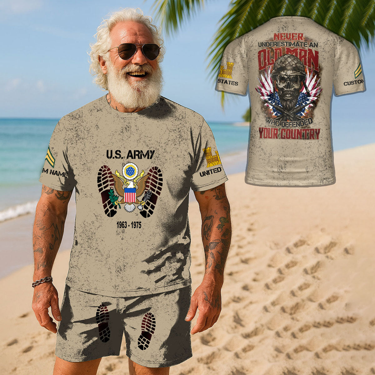 Army Division - Personalized US Soldier/ Veteran With Name, Year And Rank Combo T-Shirt + Short 3D Printed - 17763840