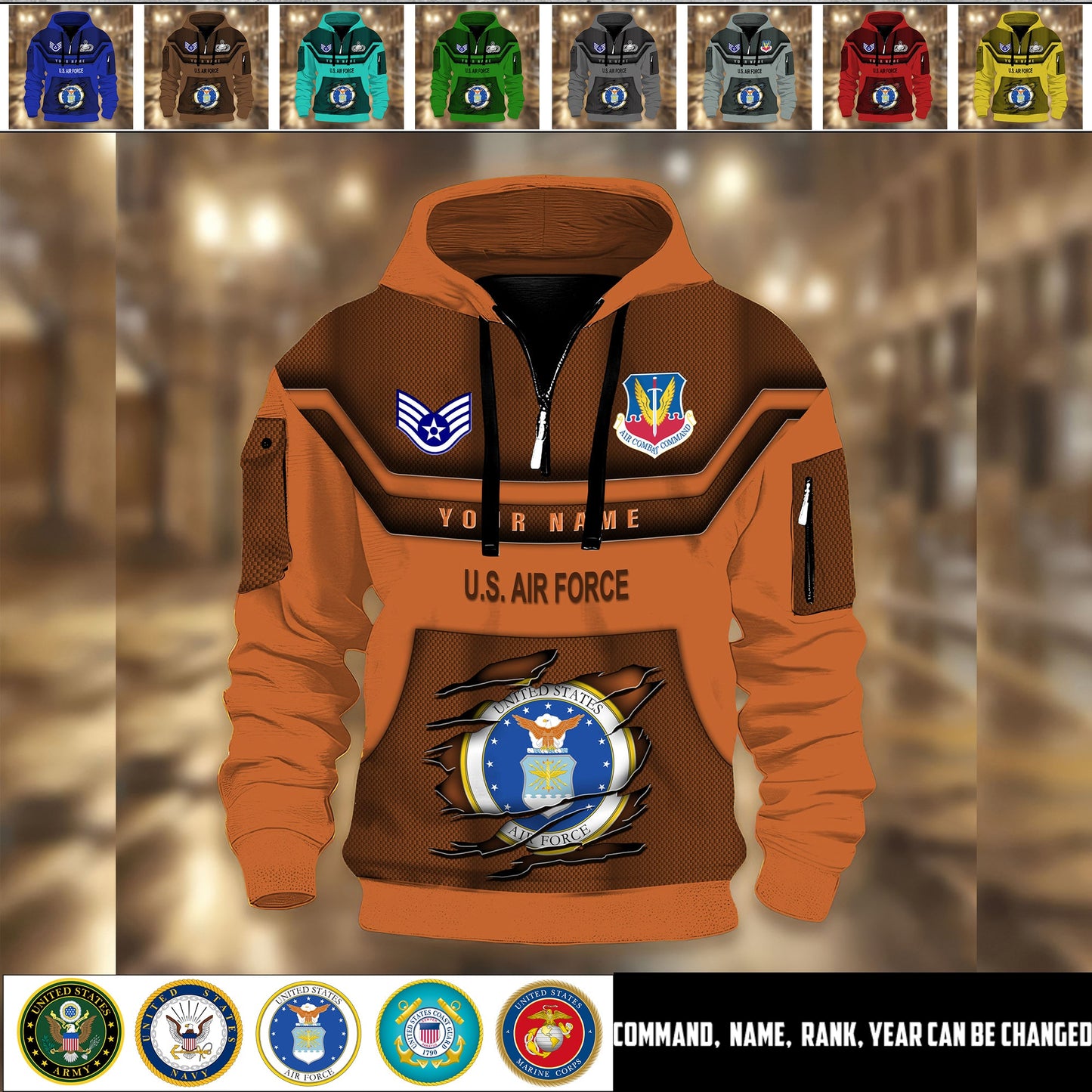 Air Force Command - Personalized US Soldier/ Veteran 3D Half-zip Hoodie -17508096