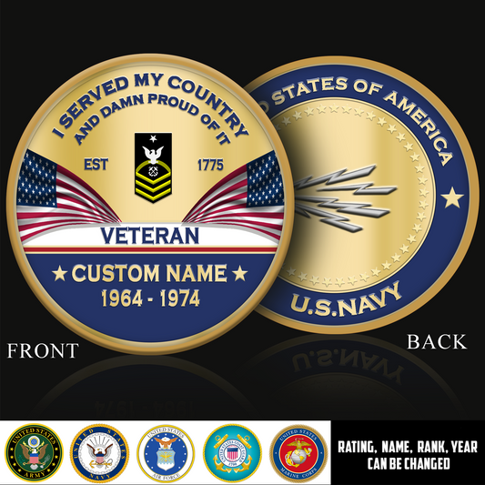 Navy Rating - Personalized US Veteran/ Soldier With Rank,  Name And Year Challenge Coin - 1775779203