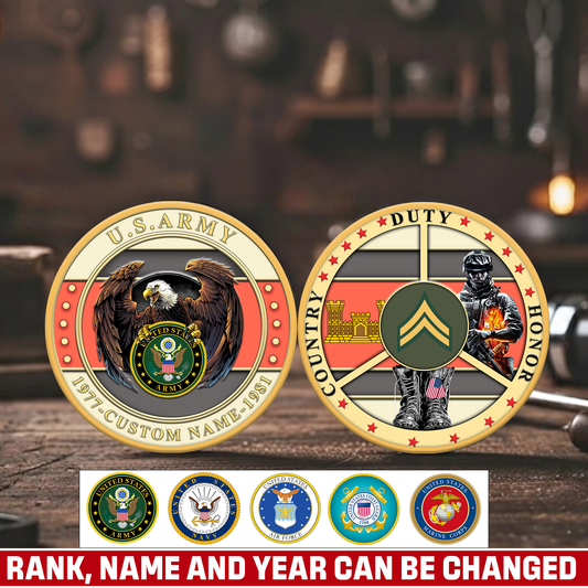 Army Branch - Personalized US Veteran/ Soldier With Rank,  Name And Year Challenge Coin - 1775779202