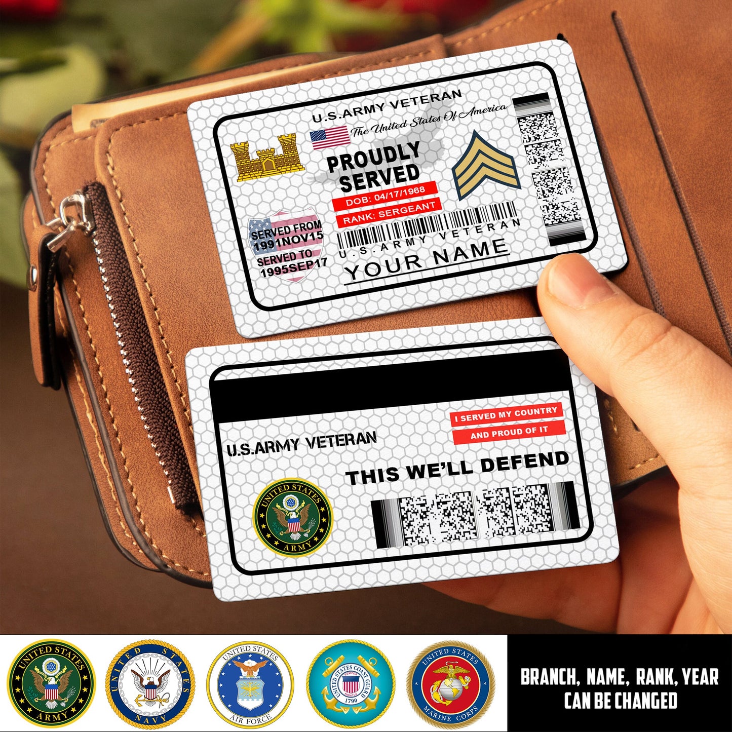 Army Branch - Personalized US Soldier/ Veteran Aluminum Wallet Card - 17488224