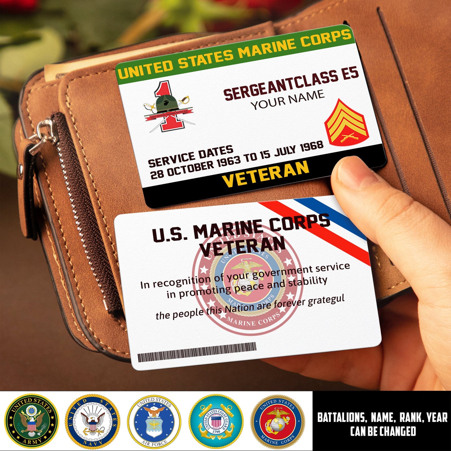Marines Battalions - Personalized US Soldier/ Veteran Aluminum Wallet Card - 17489952