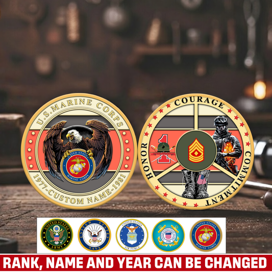 Marine Battalions - Personalized US Veteran/ Soldier With Rank,  Name And Year Challenge Coin - 1775779202
