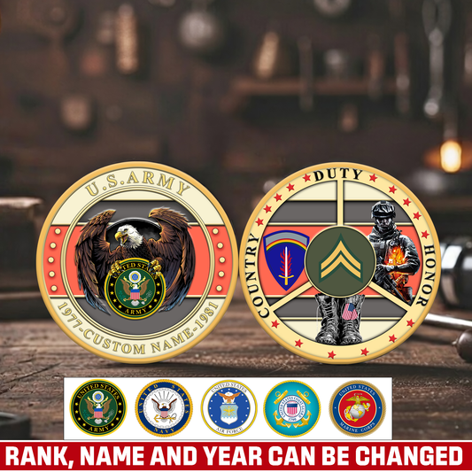 Army Division - Personalized US Veteran/ Soldier With Rank,  Name And Year Challenge Coin - 1775779202