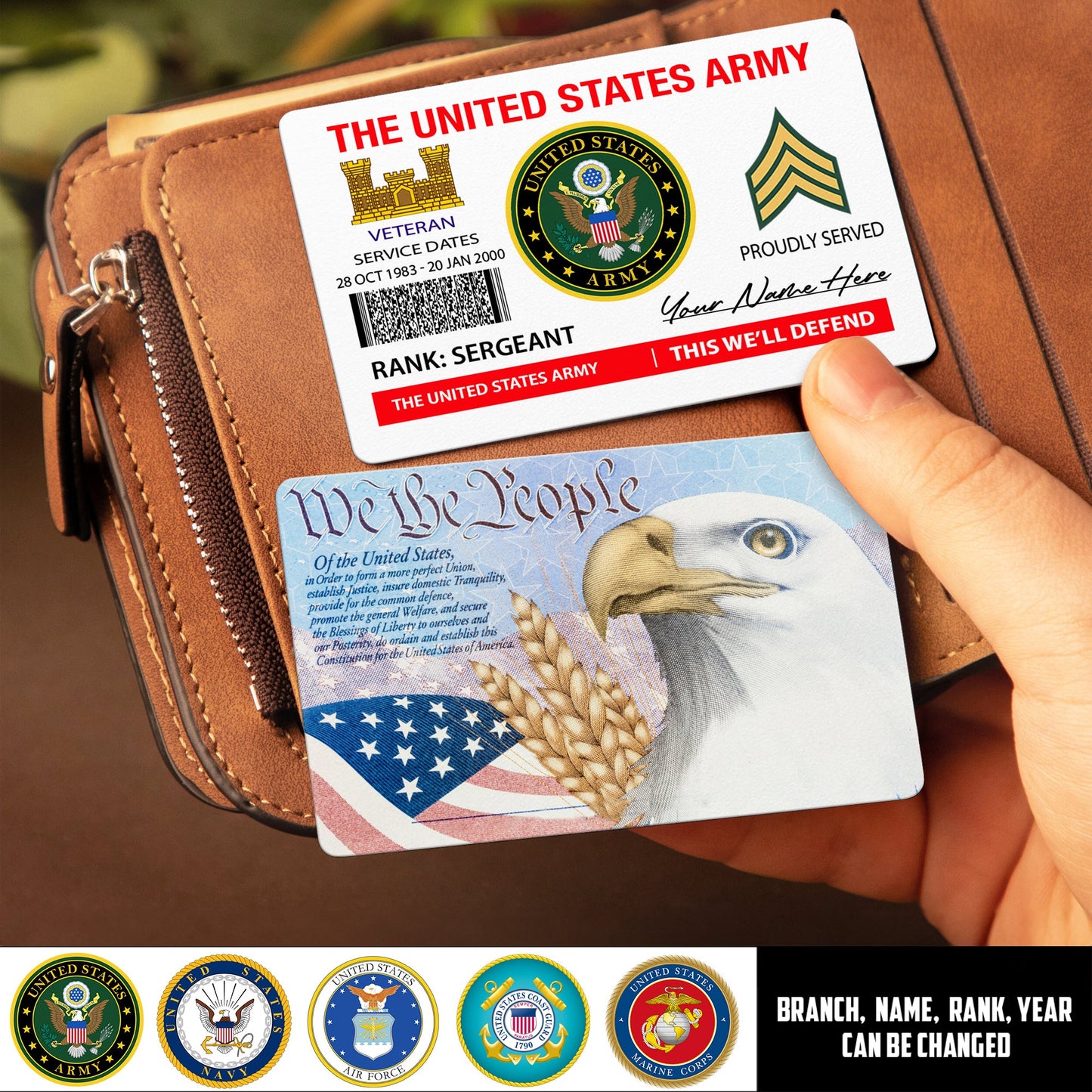 Army Branch - Personalized US Soldier/ Veteran Aluminum Wallet Card - 17490816