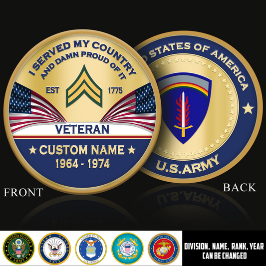 Army Division - Personalized US Veteran/ Soldier With Rank,  Name And Year Challenge Coin - 1775779203