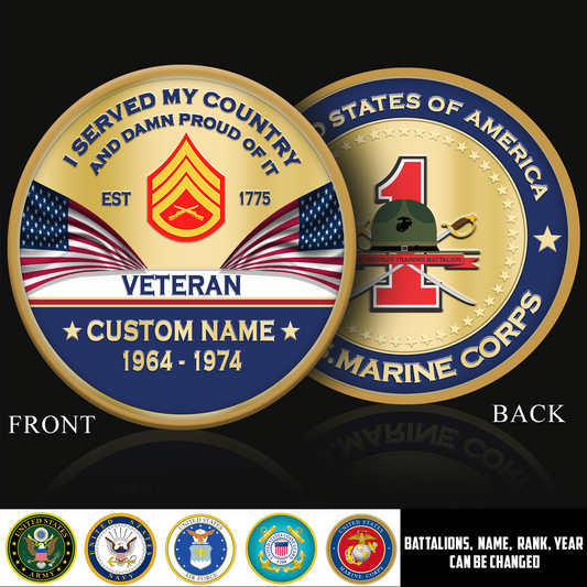 Marine Battalions - Personalized US Veteran/ Soldier With Rank,  Name And Year Challenge Coin - 1775779203