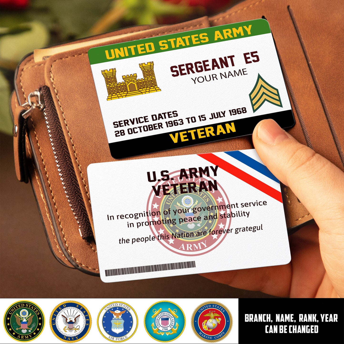 Army Branch - Personalized US Soldier/ Veteran Aluminum Wallet Card - 17489952