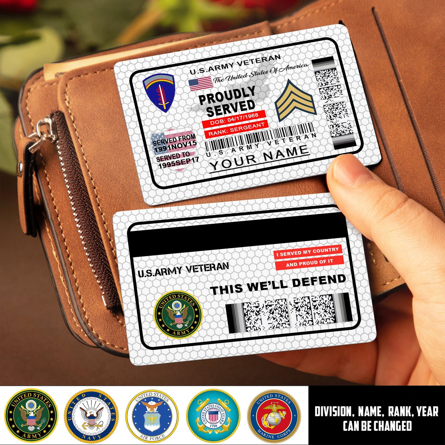 Army Division - Personalized US Soldier/ Veteran Aluminum Wallet Card - 17488224