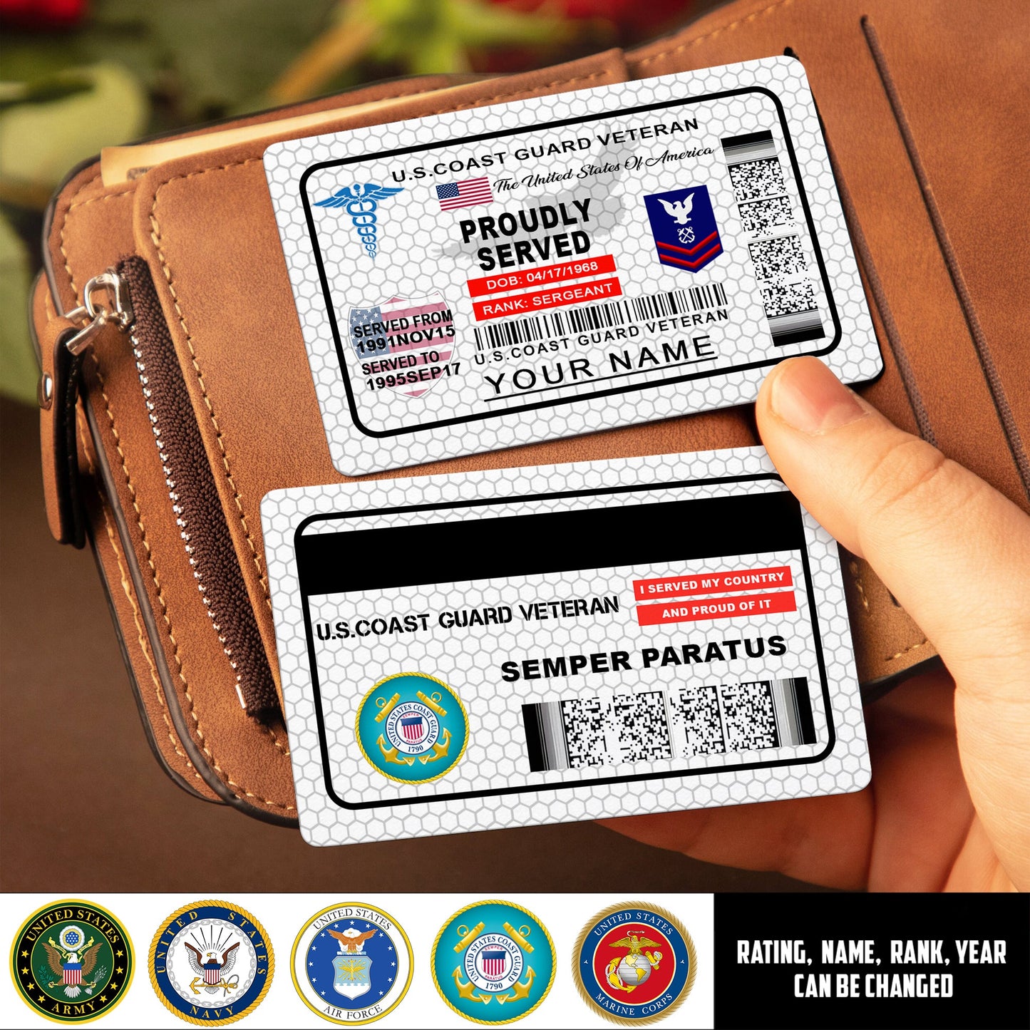 Coast Guard Rating - Personalized US Soldier/ Veteran Aluminum Wallet Card - 17488224