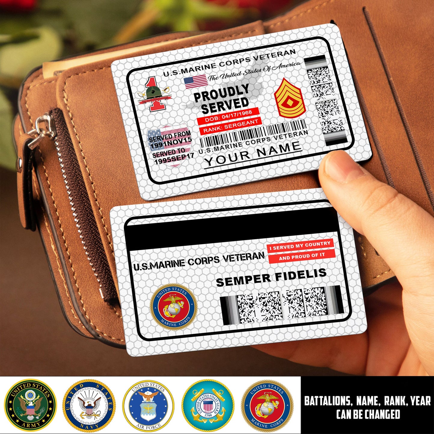Marines Battalions - Personalized US Soldier/ Veteran Aluminum Wallet Card - 17488224