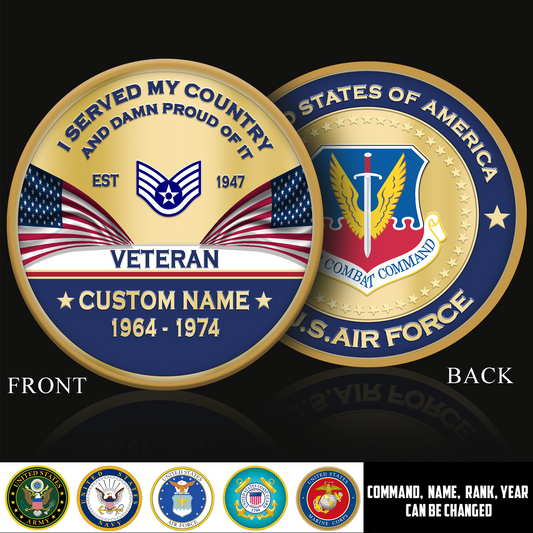 Air Force Command - Personalized US Veteran/ Soldier With Rank,  Name And Year Challenge Coin - 1775779203