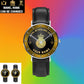Personalized Netherlands Soldier/ Veteran With Name, Rank And Year Black Stitched Leather Watch - 17107200 - Gold Version