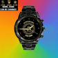 Personalized Norway Soldier/ Veteran With Name And Rank Black Stainless Steel Watch - 2803240001 - Gold Version
