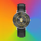 Personalisierte norwegische Soldat/Veteran mit Namen schwarze genähte Lederuhr – 2203240001 – goldene Version