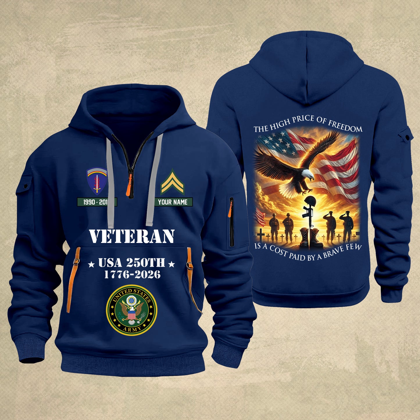 Army Division - The High Price Of Freedom 250th USA – Personalized Military Zip Hoodie Multicolor - 17702496