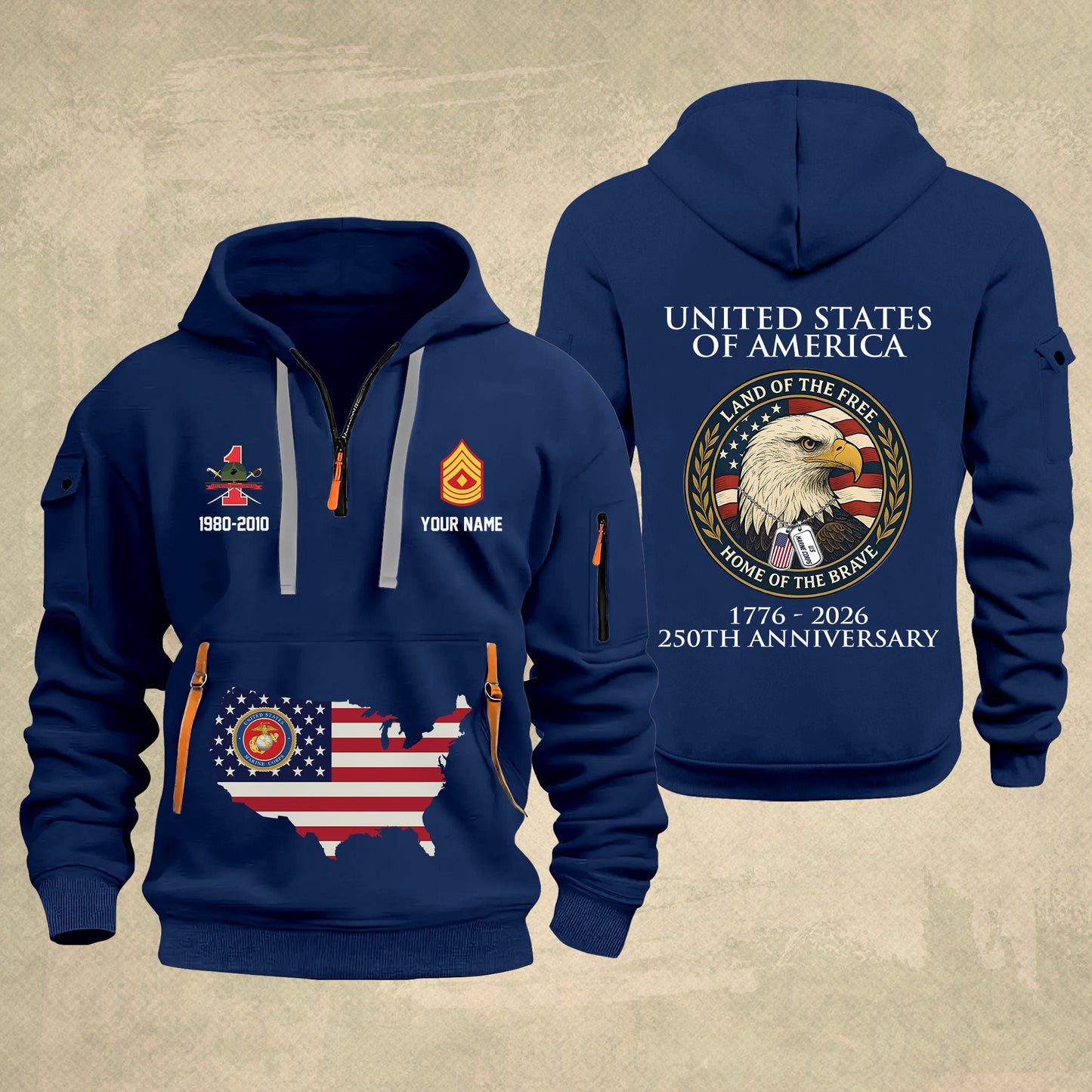 Marines Battalions - Personalized 250th America Anniversary Zip Hoodie Multicolor, Land Of The Free Home Of The Brave Zip Hoodie, Custom Military Branch Hoodie - 17691264