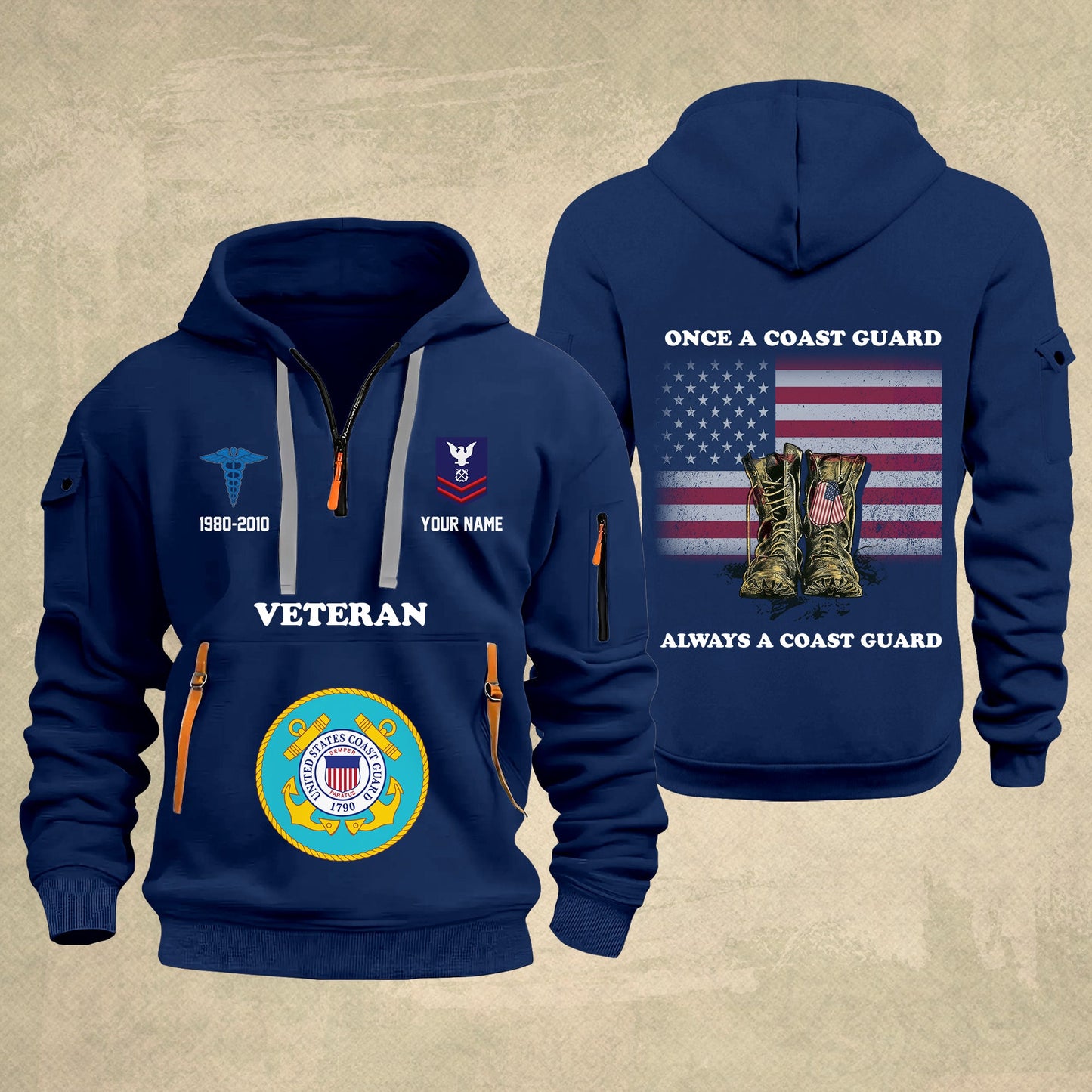 Coast Guard Rating - Personalized US Soldier/ Veteran With Name And Rank Zip Hoodie Multicolor - 17044128