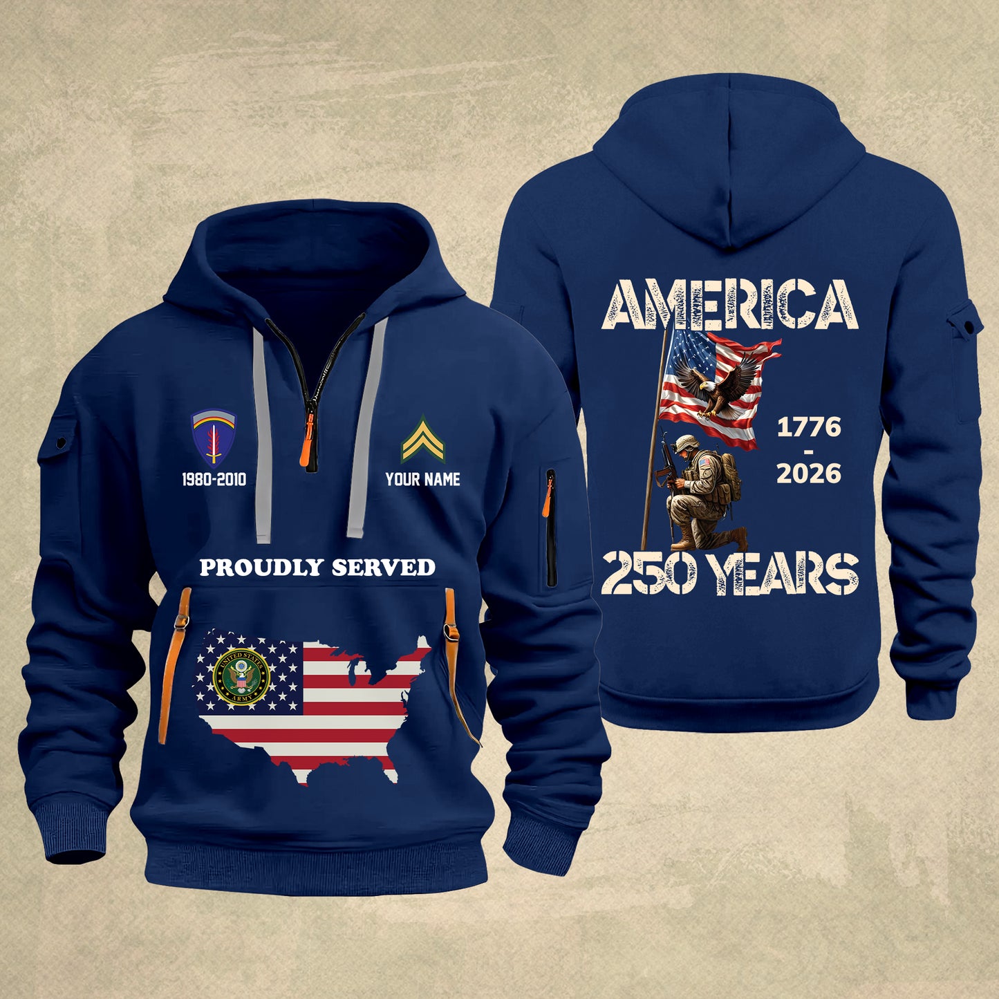 Army Division - Personalized America 250 Years Zip Hoodie Multicolor, Custom U.S. Soldier Branch Hoodie, Happy Independence Day, 4th Of July Zip Hoodie - 1769040002