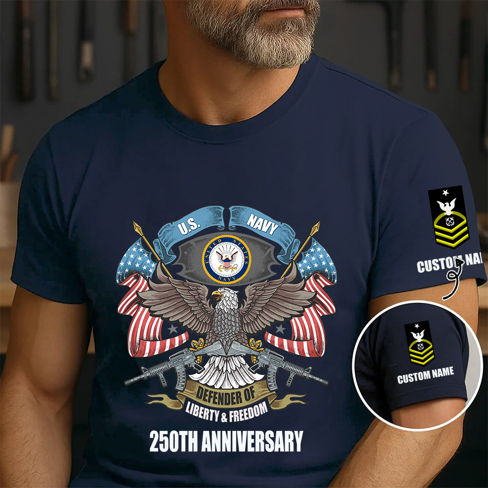Navy Badge - Personalized Name US Soldier/ Veteran T-Shirt - 1776384002
