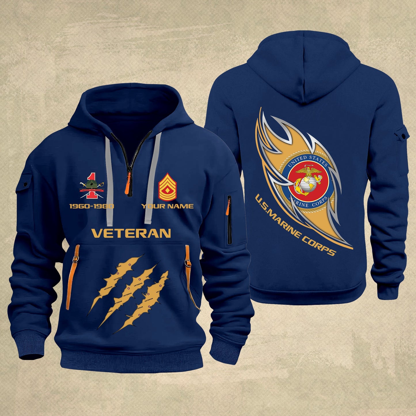 Marines Battalions - Personalized US Soldier/ Veteran With Name And Rank Zip Hoodie Multicolor - 17361216