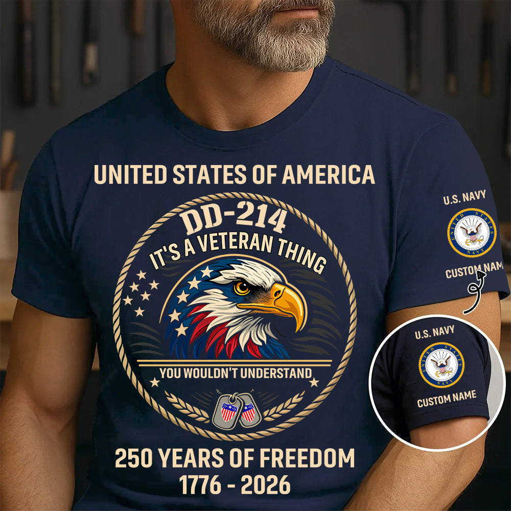 Navy Rating - DD-214 It's A Veteran Things - Personalized Shirt, Custom Veteran Military Branch Shirt, 250th USA Tee, Independence Day Shirt, Veteran Shirt, 4th Of July Tee - 1776729602