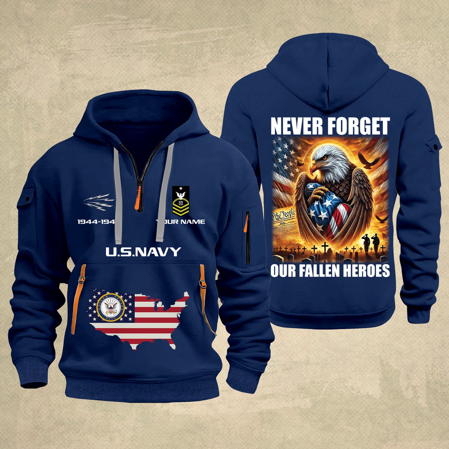 Navy Rating - Never Forget Our Fallen Heroes 250th USA – Personalized Zip Hoodie Multicolor, 4th of July Zip Hoodie Multicolor, Custom Military Zip Hoodie Multicolor - 17692128