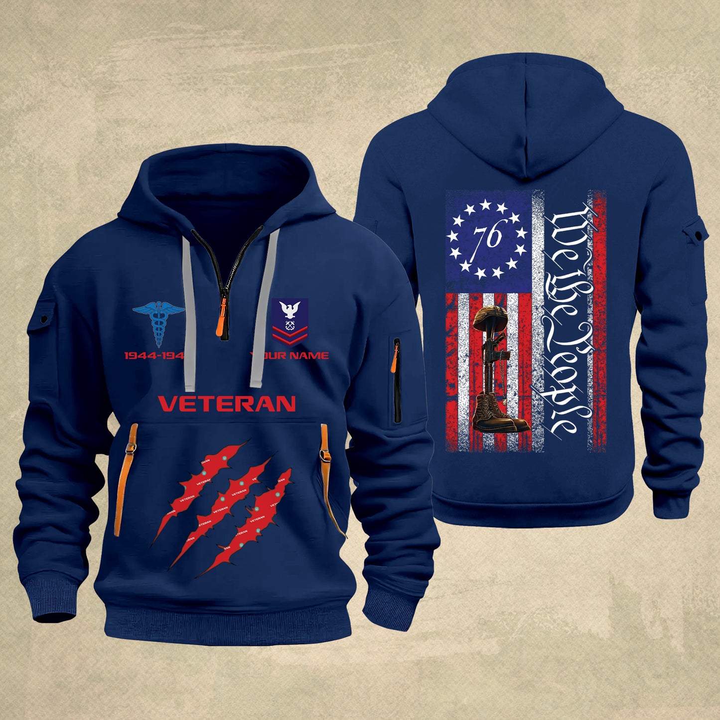 Coast Guard Rating - Personalized We The People 250th USA Zip Hoodie Multicolor – Custom Military Branch, 1776–2026, Custom Name - 17690400