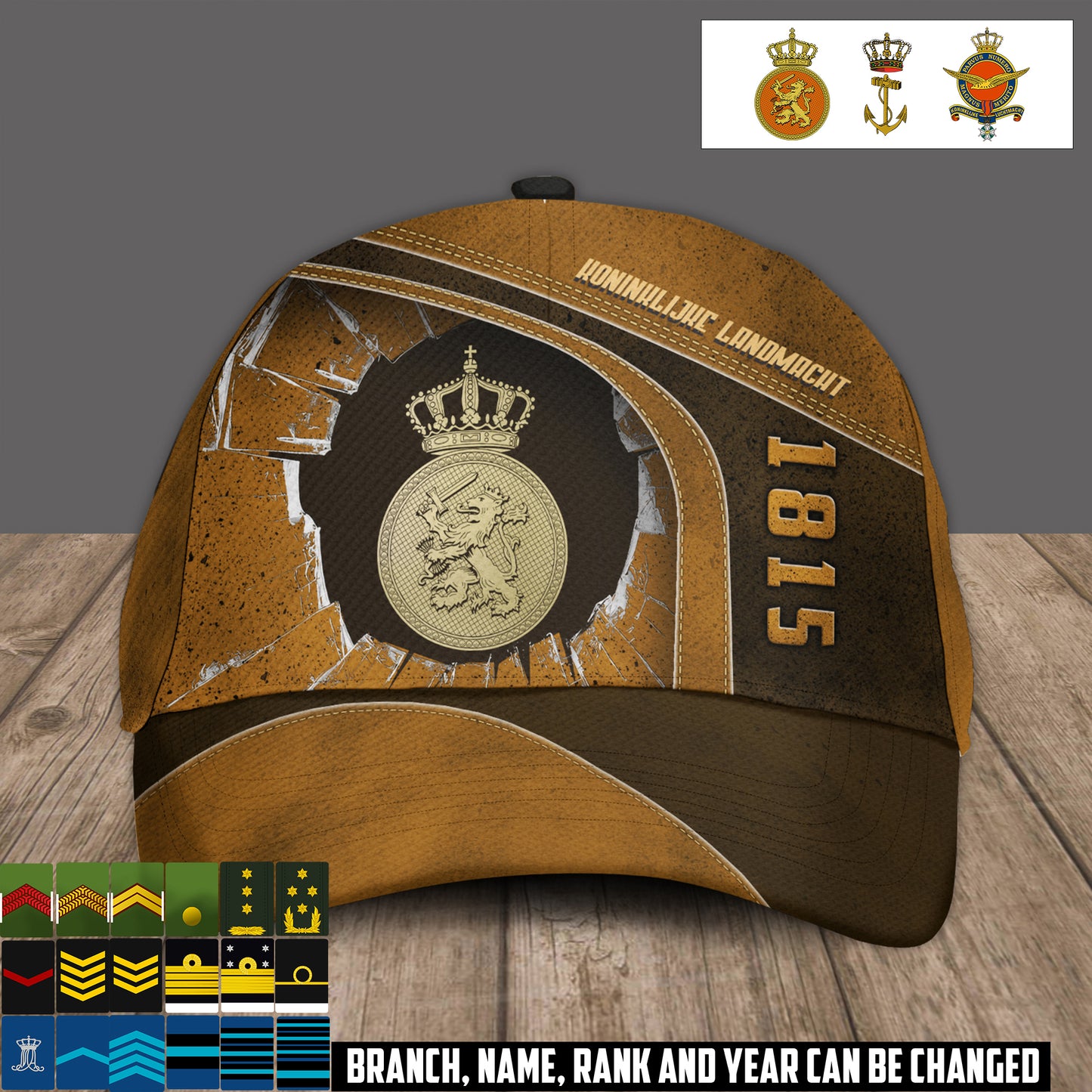 Personalized Rank, Year And Name Netherlands Soldier/Veterans Baseball Cap - 17374176