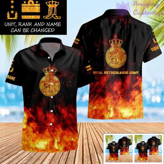 Personalized Netherlands Soldier/Veteran Camo with Name, Rank Hawaii All Over Printed - 17259264