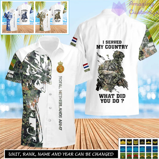 Personalized Netherlands Soldier/Veteran Camo with Name, Rank Hawaii All Over Printed - 17262720