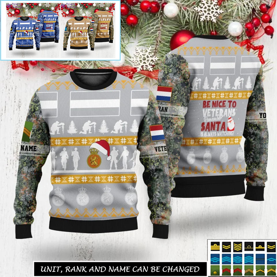 Personalized Netherlands Soldier/Veteran Camo with Rank And Name Sweater All Over Printed - 17312832