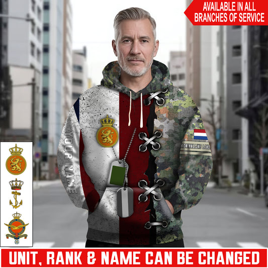 Personalized Netherlands Soldier/Veteran Camo with Name and Rank Hoodie All Over Printed - 17616096