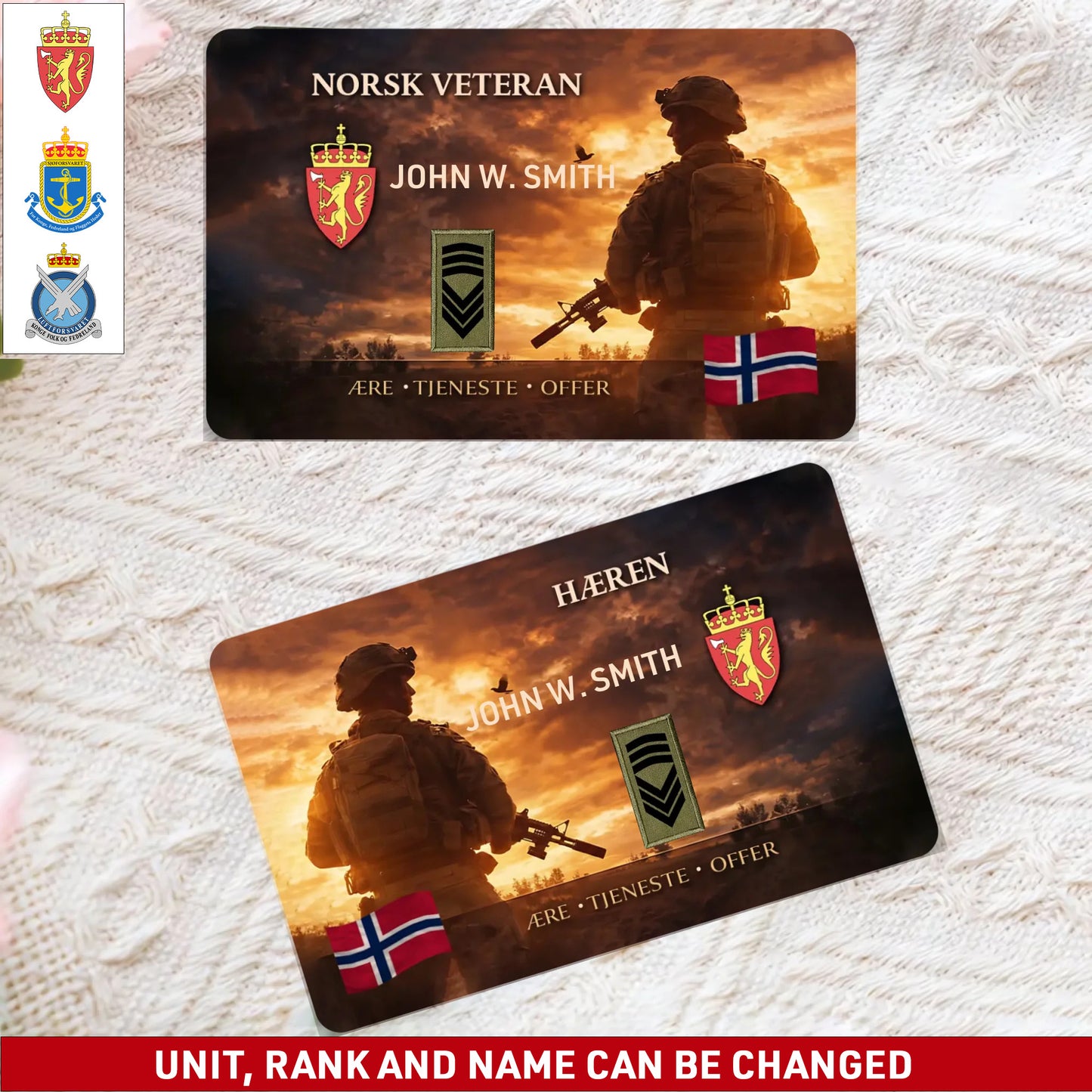 Personalized Norway Soldier/ Veteran With Rank, Name And Year Aluminum Wallet Card - 1772496