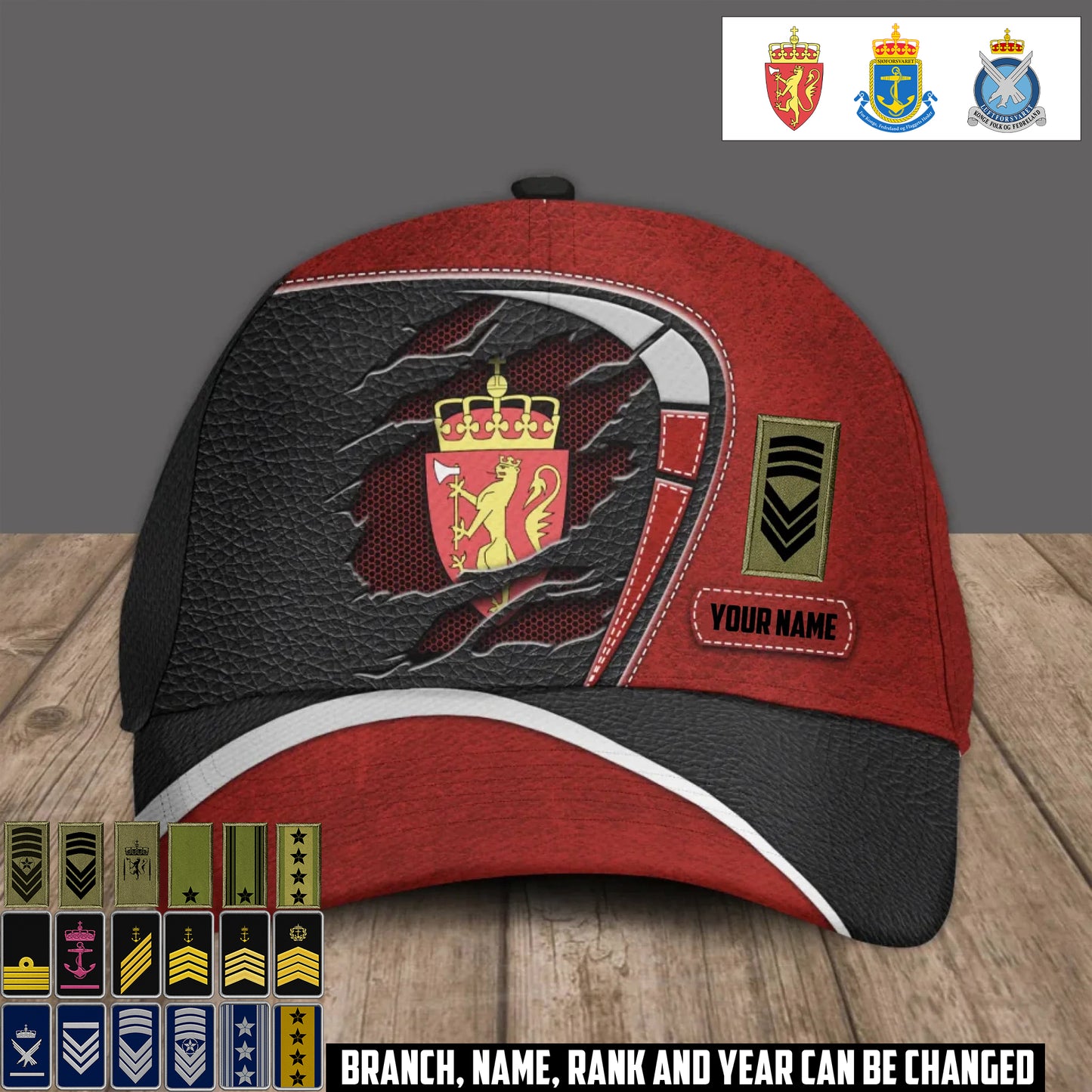 Personalized Rank And Name Norway Soldier/Veterans Baseball Cap - 17375040