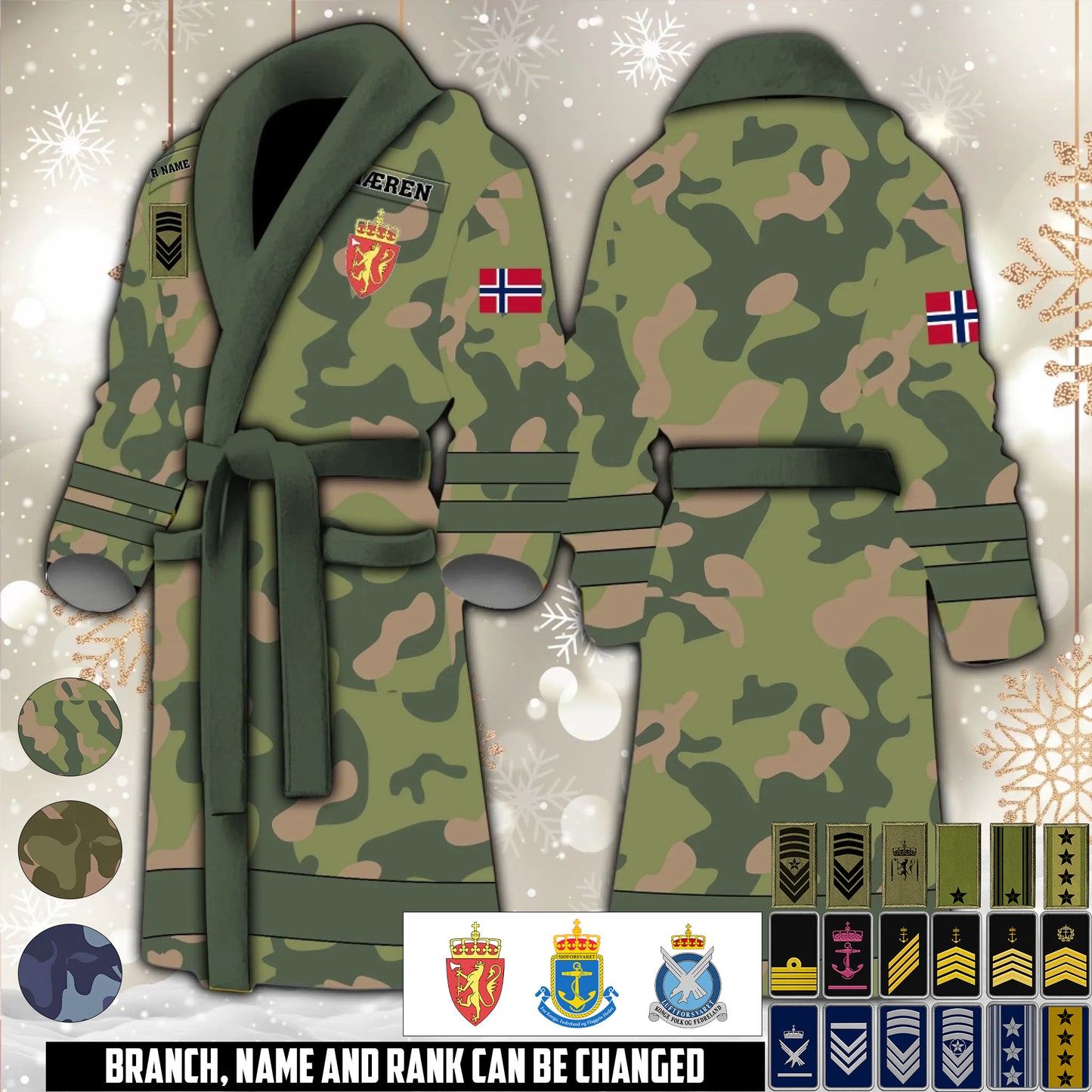 Personalized Rank And Name Norway Soldier/Veterans Bathrobe - 1764720001