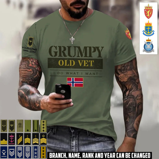 Personalized Norway Soldier/Veteran Camo with Name, Year and Rank T-Shirt All Over Printed - 17411328