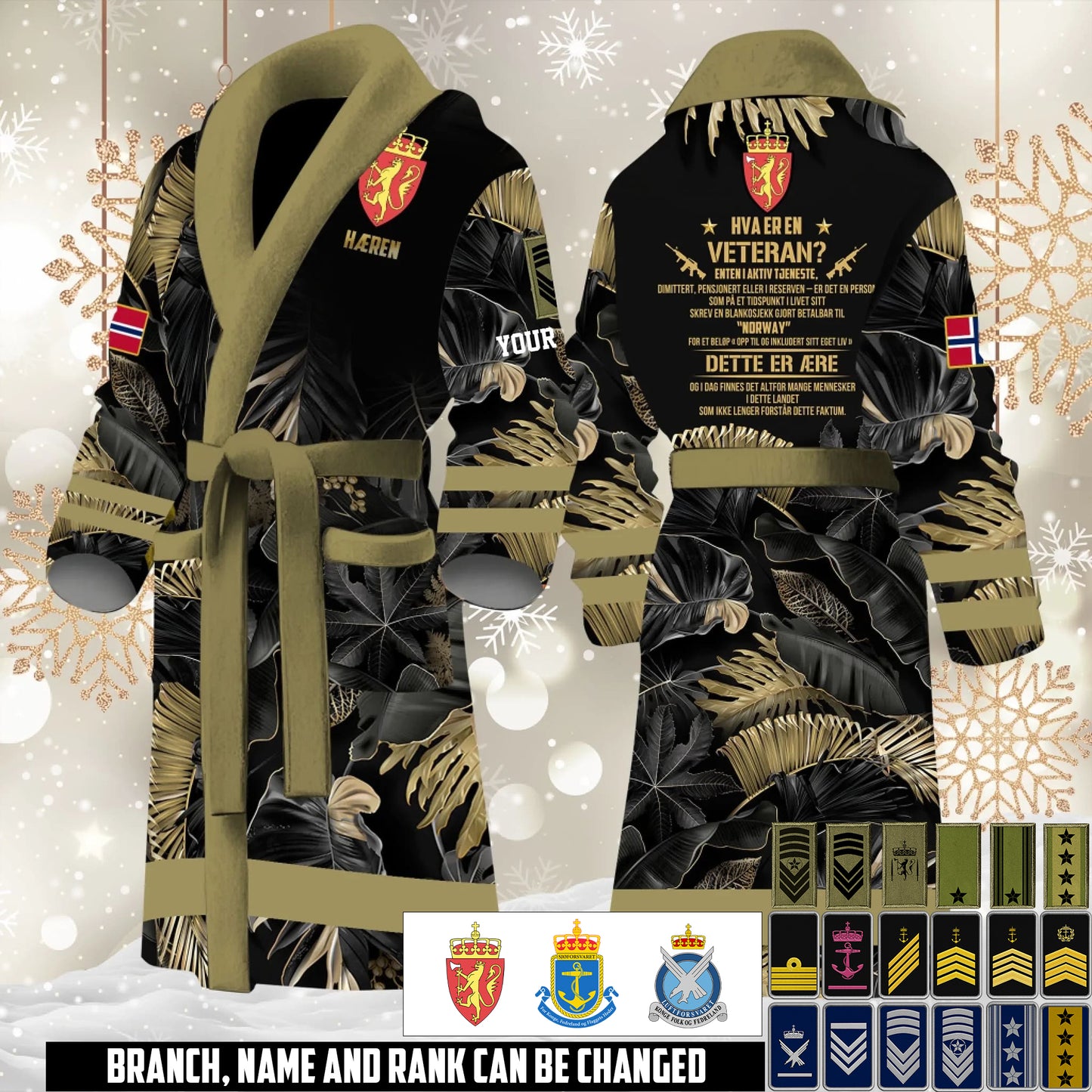 Personalized Rank And Name Norway Soldier/Veterans Bathrobe - 1765238401